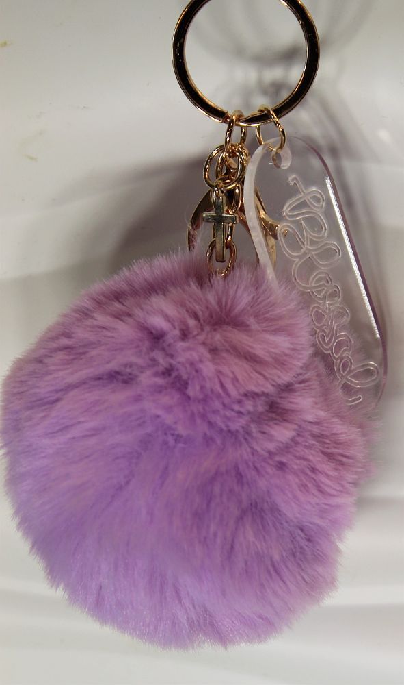 Purple pom pom keychain hot sale